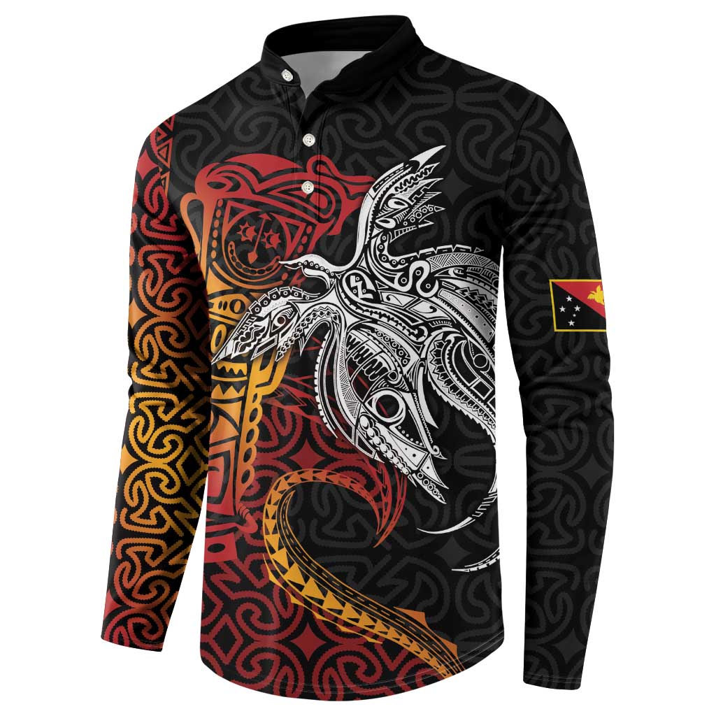 Papua New Guinea Sepik Personalised Button Sweatshirt PNG Bird of Paradise Tattoo - Polynesian Pride