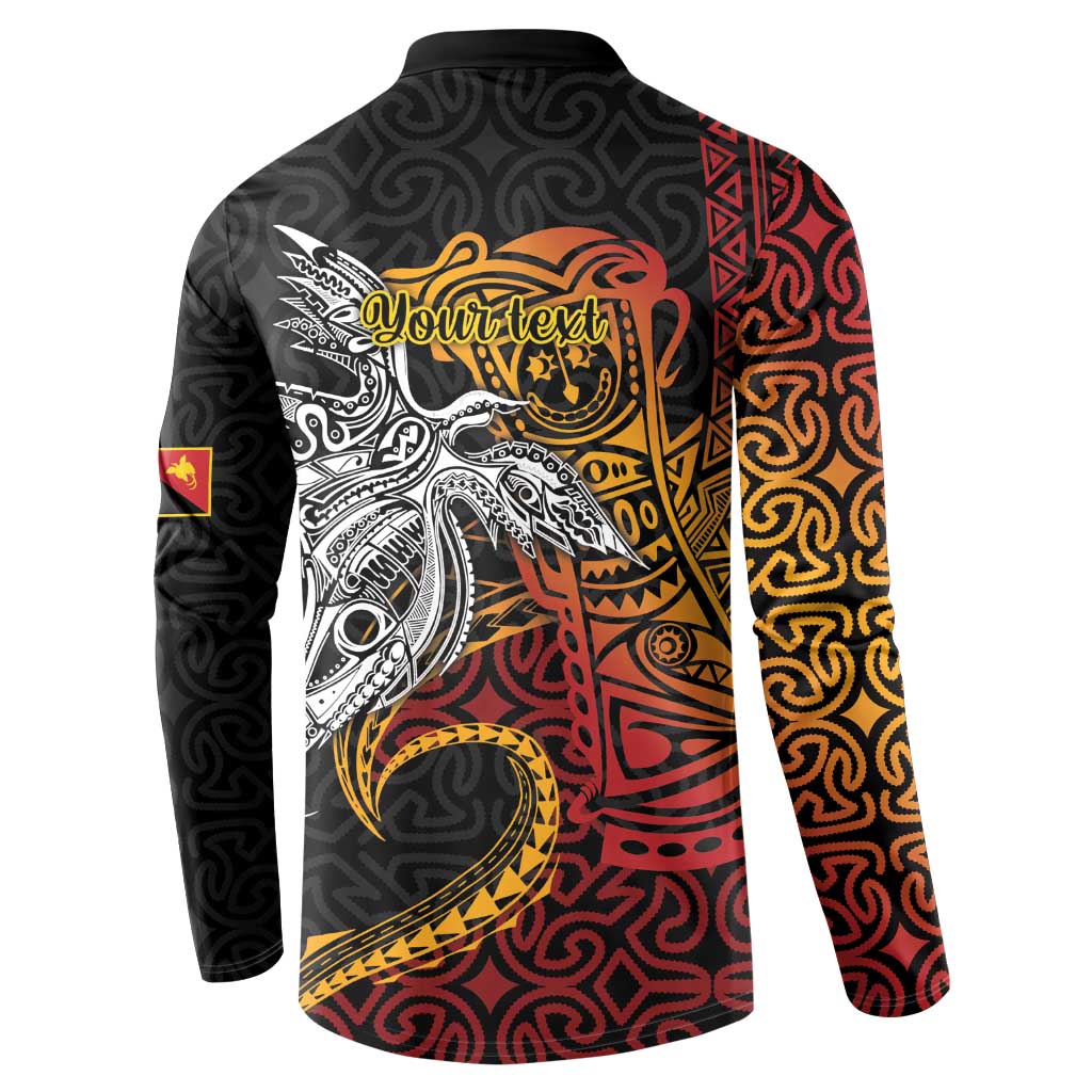 Papua New Guinea Sepik Personalised Button Sweatshirt PNG Bird of Paradise Tattoo - Polynesian Pride