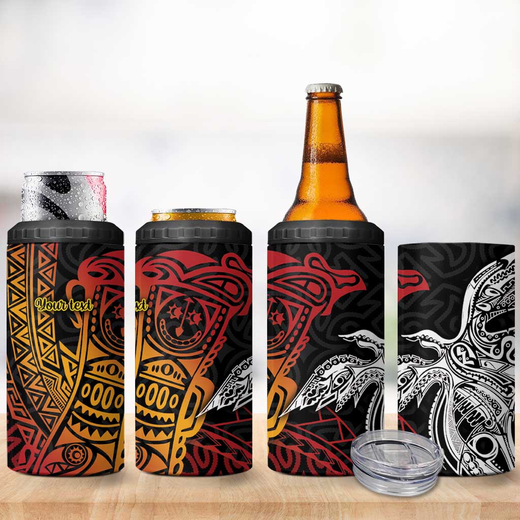 Papua New Guinea Sepik Personalised 4 in 1 Can Cooler Tumbler PNG Bird of Paradise Tattoo - Polynesian Pride