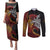 Papua New Guinea Sepik Personalised Couples Matching Puletasi and Long Sleeve Button Shirt PNG Bird of Paradise Tattoo - Polynesian Pride