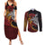 Papua New Guinea Sepik Personalised Couples Matching Summer Maxi Dress and Long Sleeve Button Shirt PNG Bird of Paradise Tattoo - Polynesian Pride