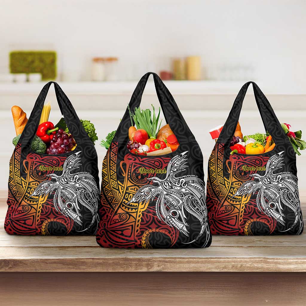 Papua New Guinea Sepik Personalised Grocery Bag PNG Bird of Paradise Tattoo - Polynesian Pride