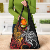 Papua New Guinea Sepik Personalised Grocery Bag PNG Bird of Paradise Tattoo - Polynesian Pride