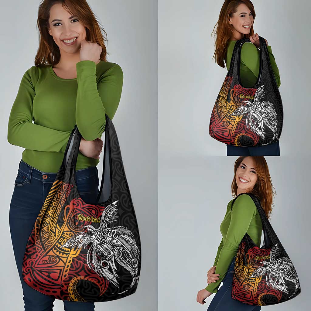 Papua New Guinea Sepik Personalised Grocery Bag PNG Bird of Paradise Tattoo - Polynesian Pride