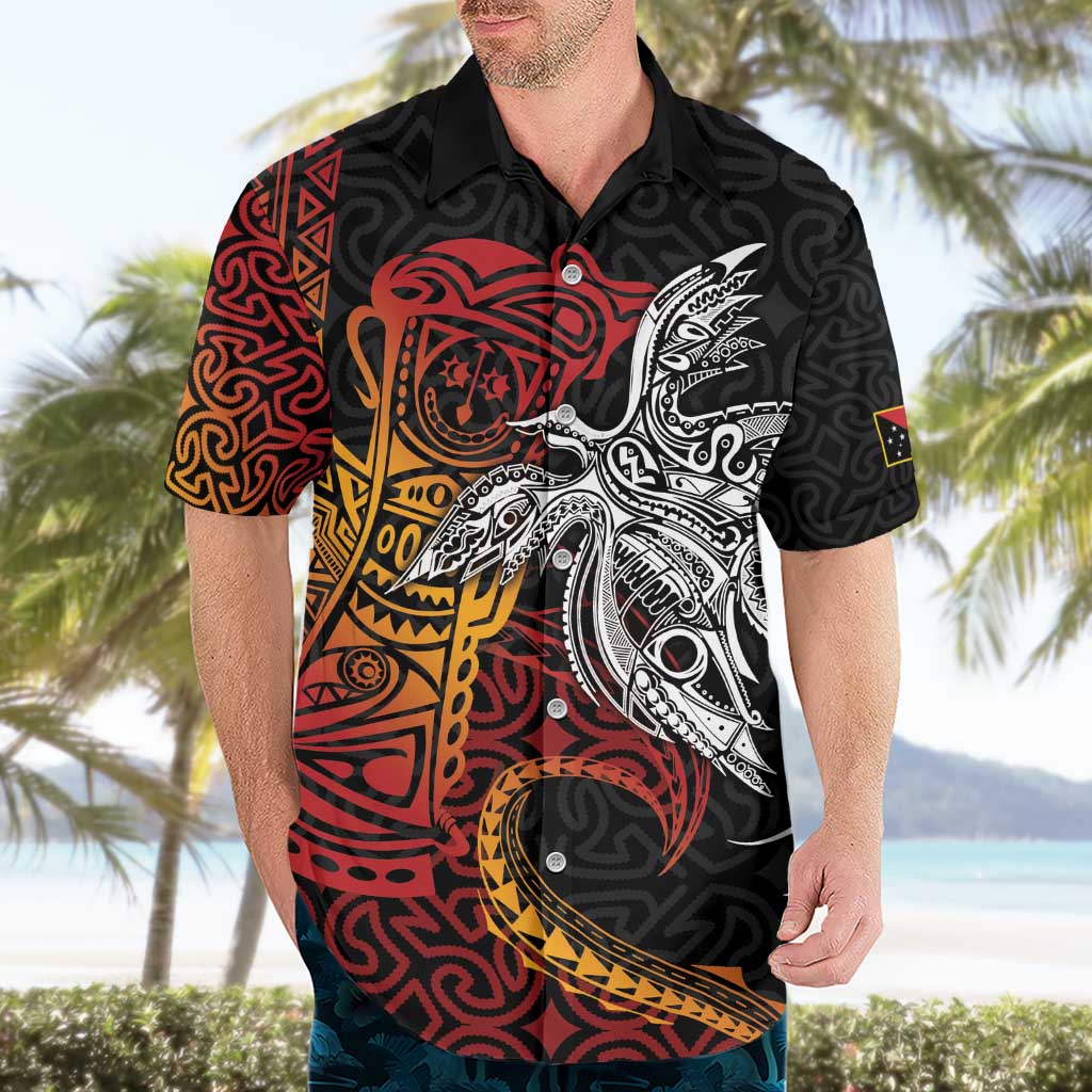 Papua New Guinea Sepik Personalised Hawaiian Shirt PNG Bird of Paradise Tattoo - Polynesian Pride