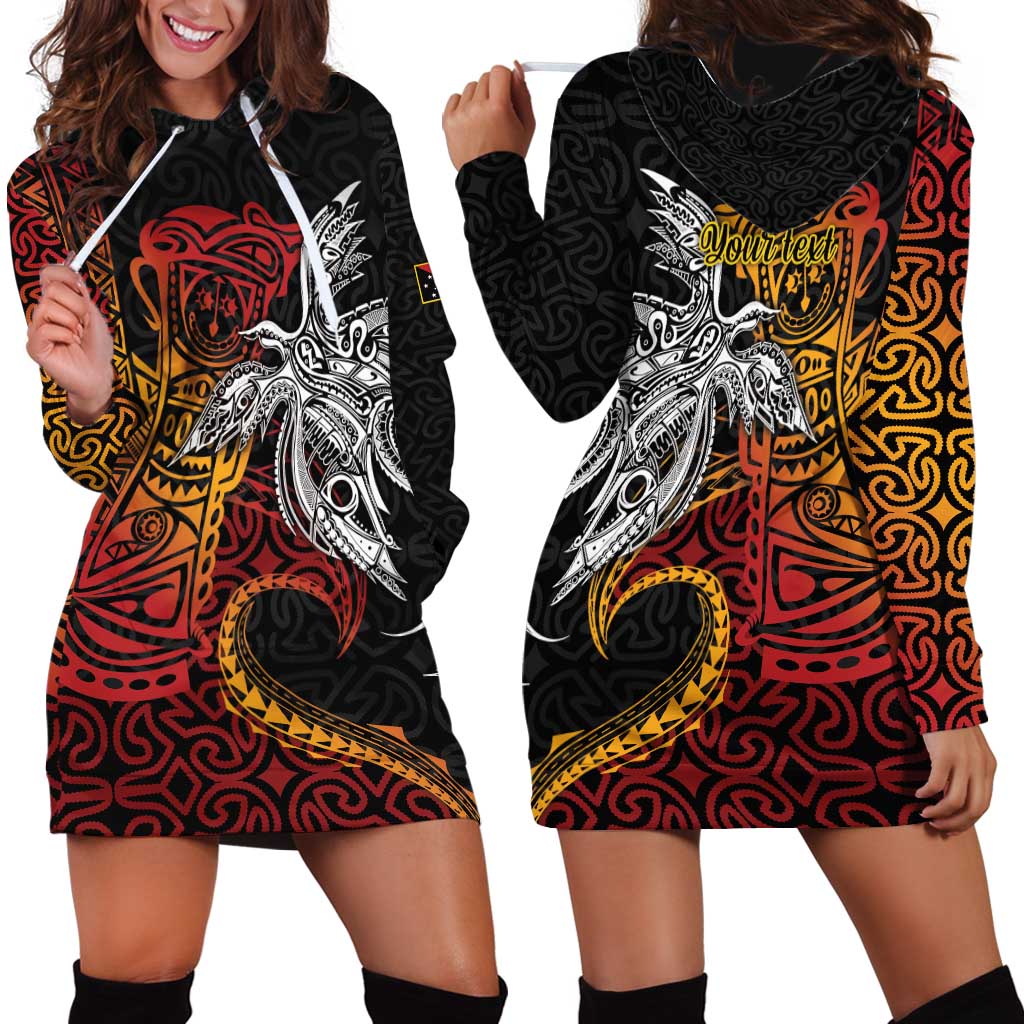 Papua New Guinea Sepik Personalised Hoodie Dress PNG Bird of Paradise Tattoo - Polynesian Pride
