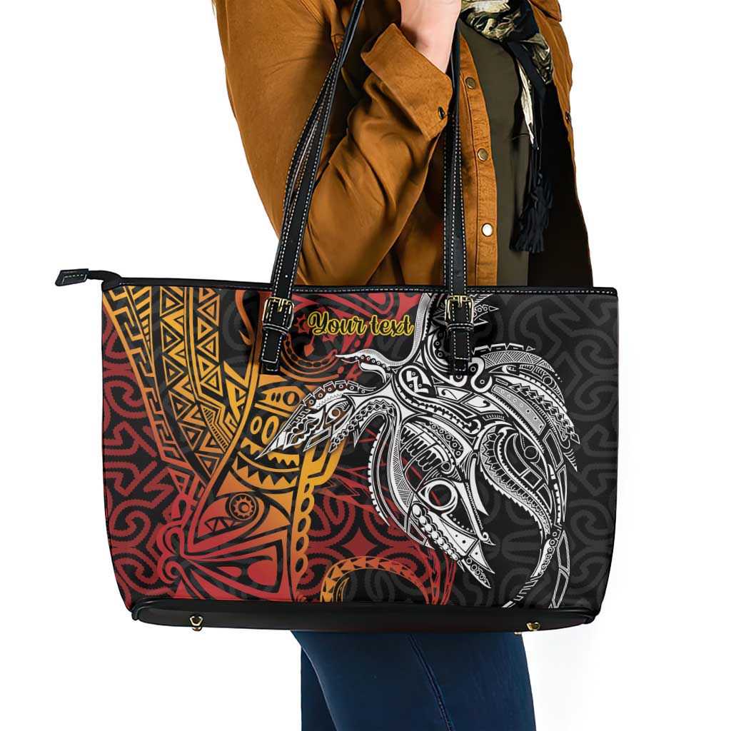 Papua New Guinea Sepik Personalised Leather Tote Bag PNG Bird of Paradise Tattoo LT9 - Polynesian Pride