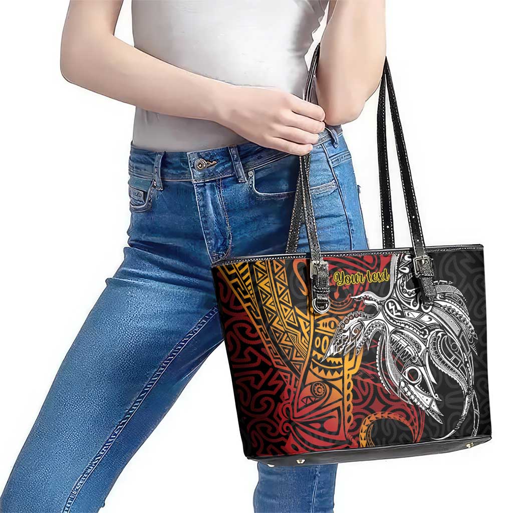 Papua New Guinea Sepik Personalised Leather Tote Bag PNG Bird of Paradise Tattoo LT9 - Polynesian Pride
