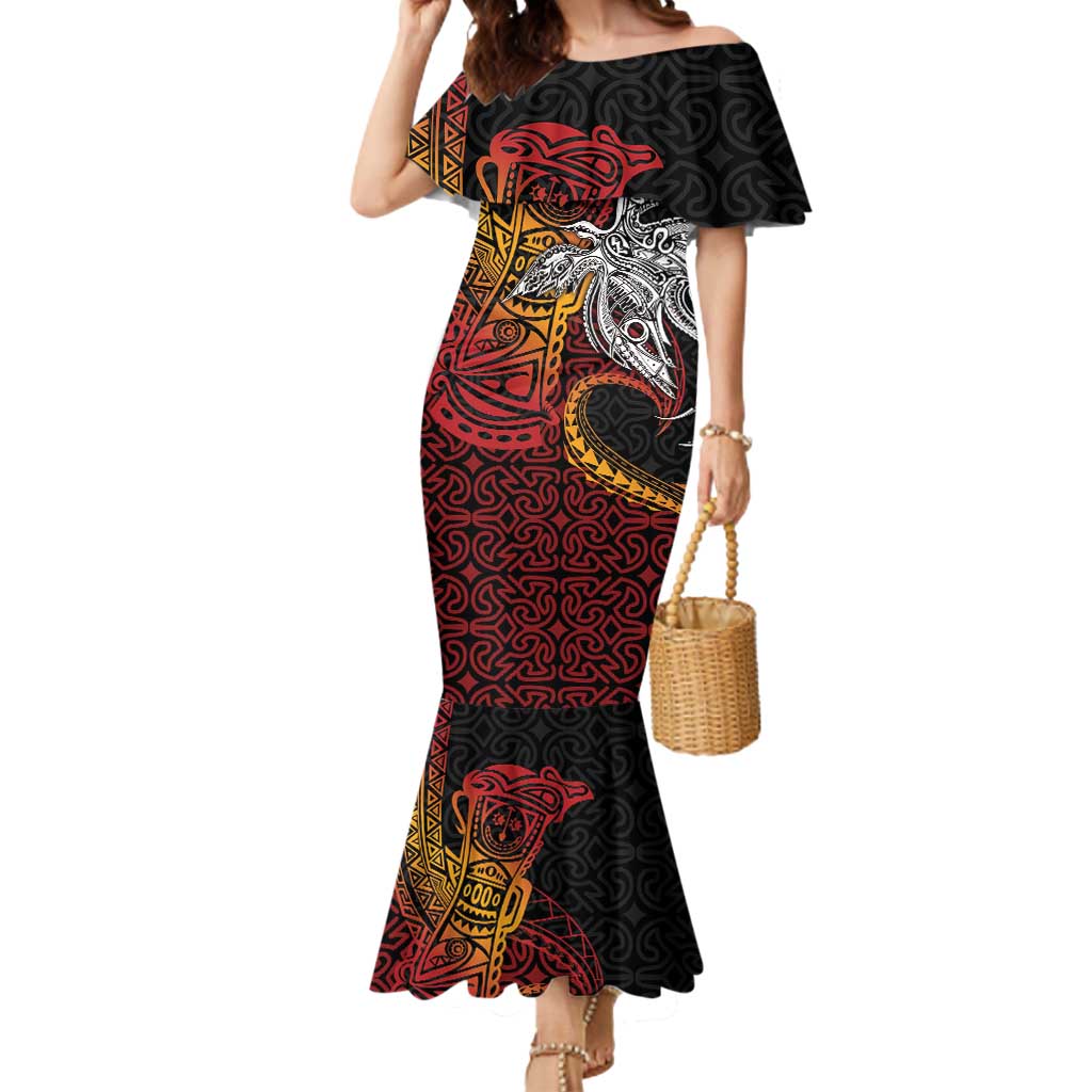 Papua New Guinea Sepik Personalised Mermaid Dress PNG Bird of Paradise Tattoo - Polynesian Pride