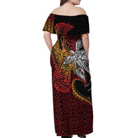 Papua New Guinea Sepik Personalised Off Shoulder Maxi Dress PNG Bird of Paradise Tattoo - Polynesian Pride