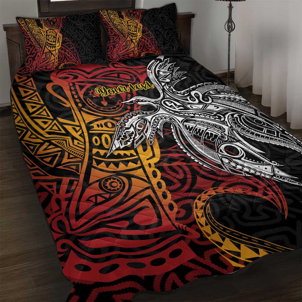 Papua New Guinea Sepik Personalised Quilt Bed Set PNG Bird of Paradise Tattoo - Polynesian Pride