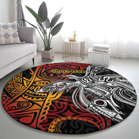 Papua New Guinea Sepik Personalised Round Carpet PNG Bird of Paradise Tattoo - Polynesian Pride