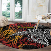 Papua New Guinea Sepik Personalised Round Carpet PNG Bird of Paradise Tattoo - Polynesian Pride