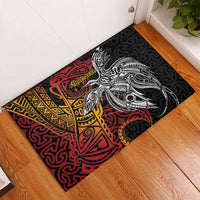 Papua New Guinea Sepik Personalised Rubber Doormat PNG Bird of Paradise Tattoo - Polynesian Pride