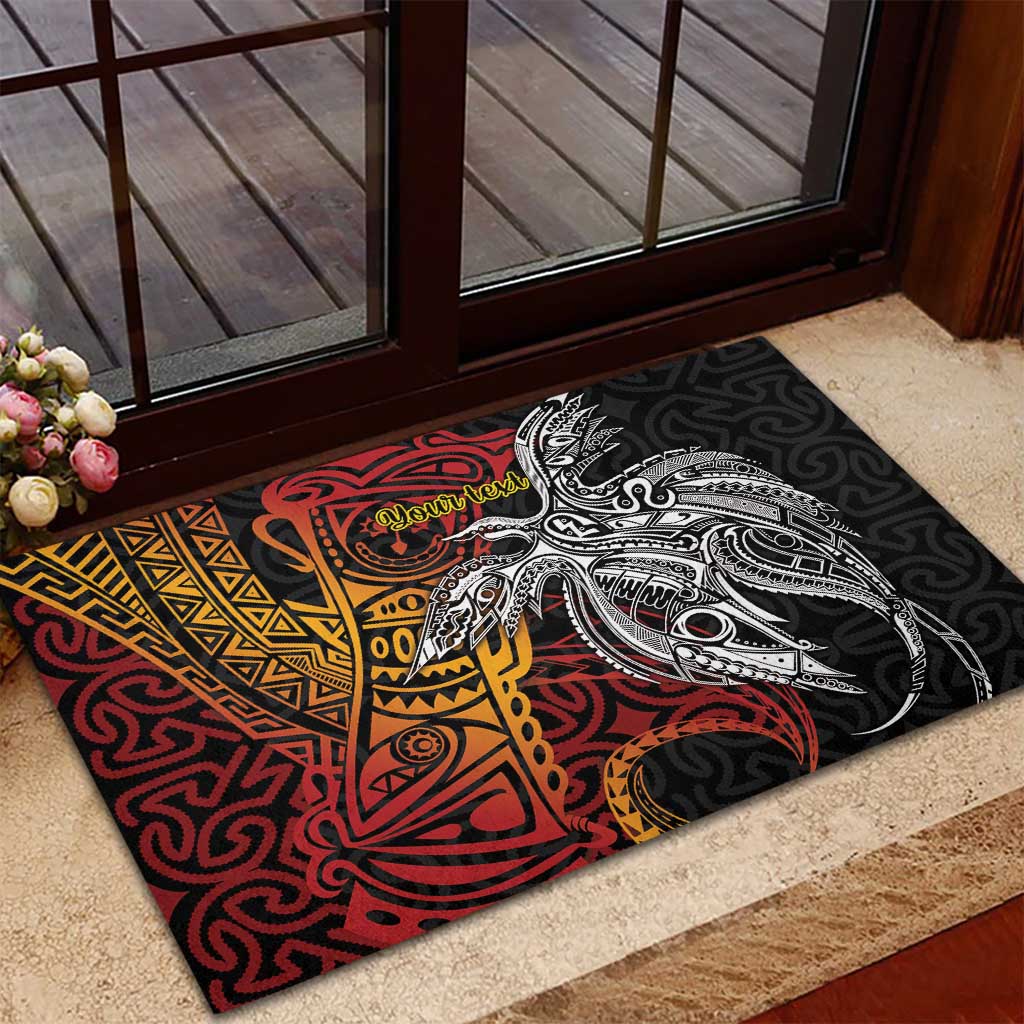 Papua New Guinea Sepik Personalised Rubber Doormat PNG Bird of Paradise Tattoo - Polynesian Pride