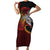 Papua New Guinea Sepik Personalised Short Sleeve Bodycon Dress PNG Bird of Paradise Tattoo - Polynesian Pride