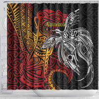 Papua New Guinea Sepik Personalised Shower Curtain PNG Bird of Paradise Tattoo - Polynesian Pride