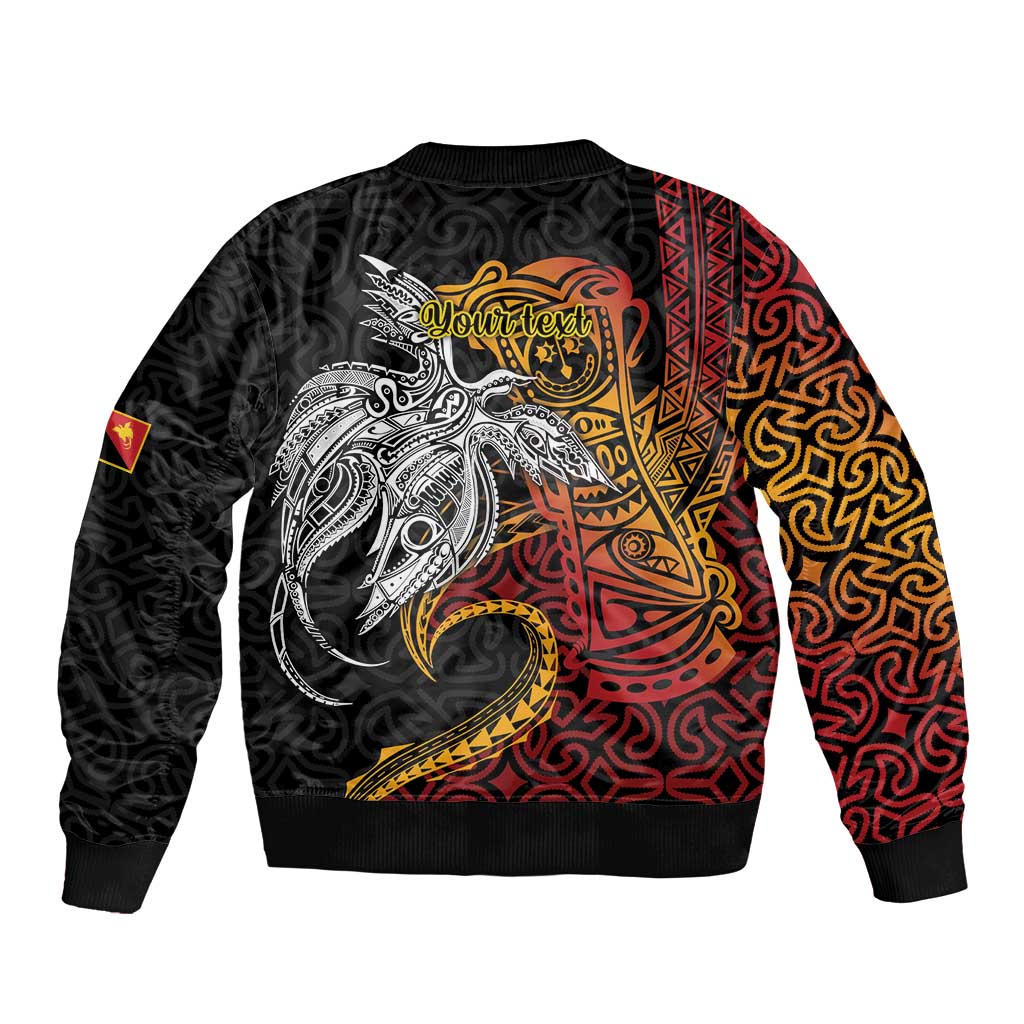 Papua New Guinea Sepik Personalised Sleeve Zip Bomber Jacket PNG Bird of Paradise Tattoo - Polynesian Pride