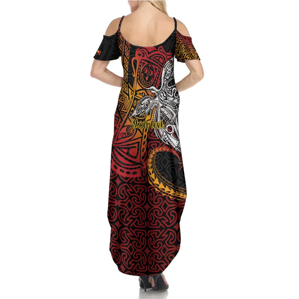 Papua New Guinea Sepik Personalised Summer Maxi Dress PNG Bird of Paradise Tattoo - Polynesian Pride