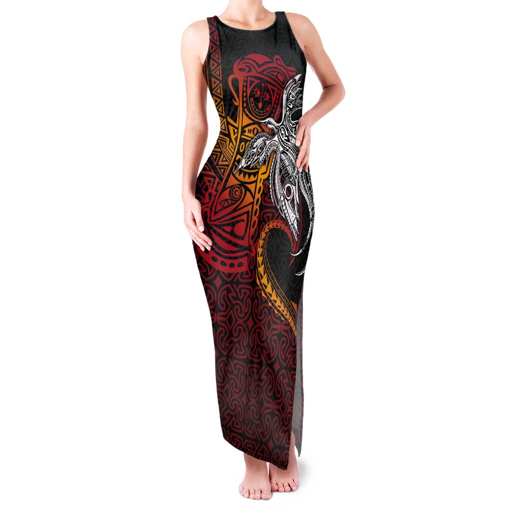 Papua New Guinea Sepik Personalised Tank Maxi Dress PNG Bird of Paradise Tattoo - Polynesian Pride