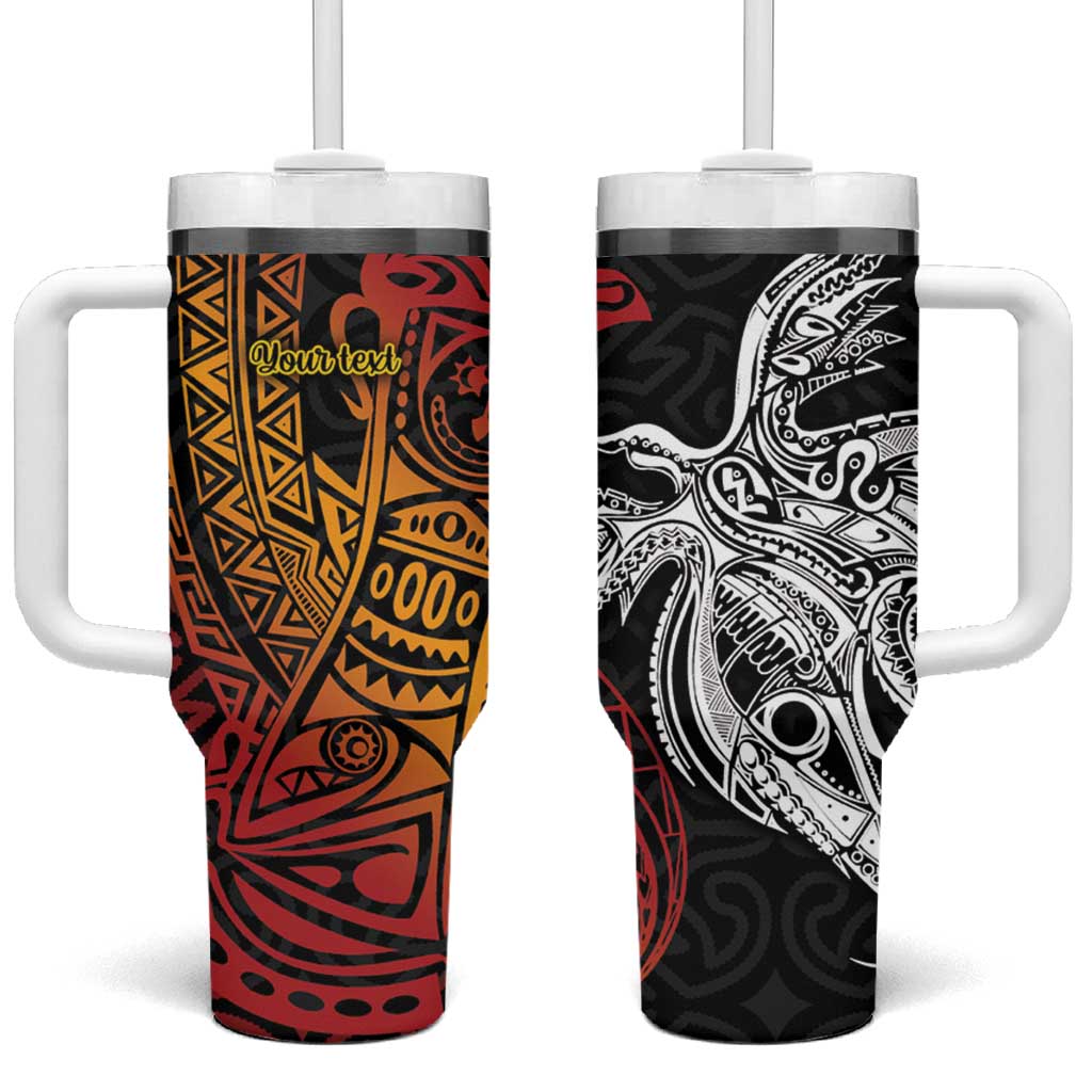 Papua New Guinea Sepik Personalised Tumbler With Handle PNG Bird of Paradise Tattoo - Polynesian Pride