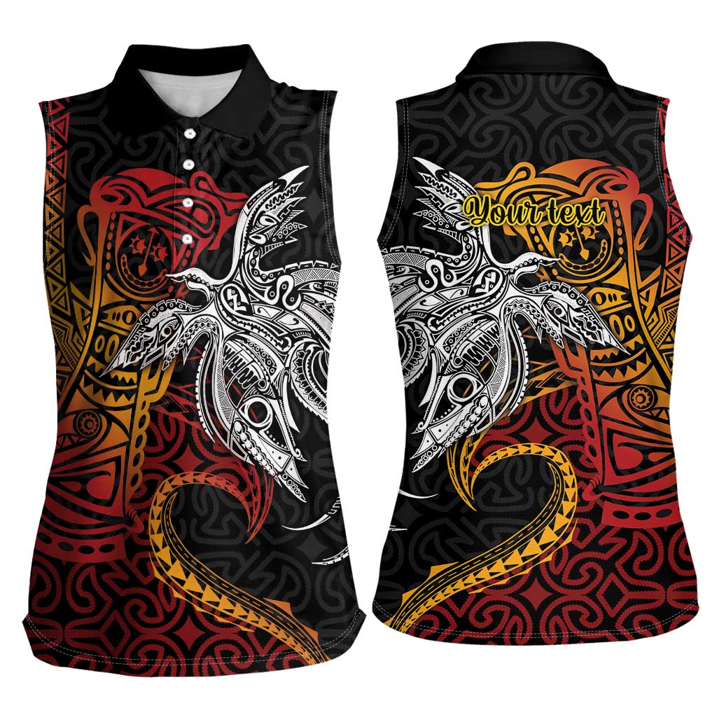 Papua New Guinea Sepik Personalised Women Sleeveless Polo Shirt PNG Bird of Paradise Tattoo - Polynesian Pride