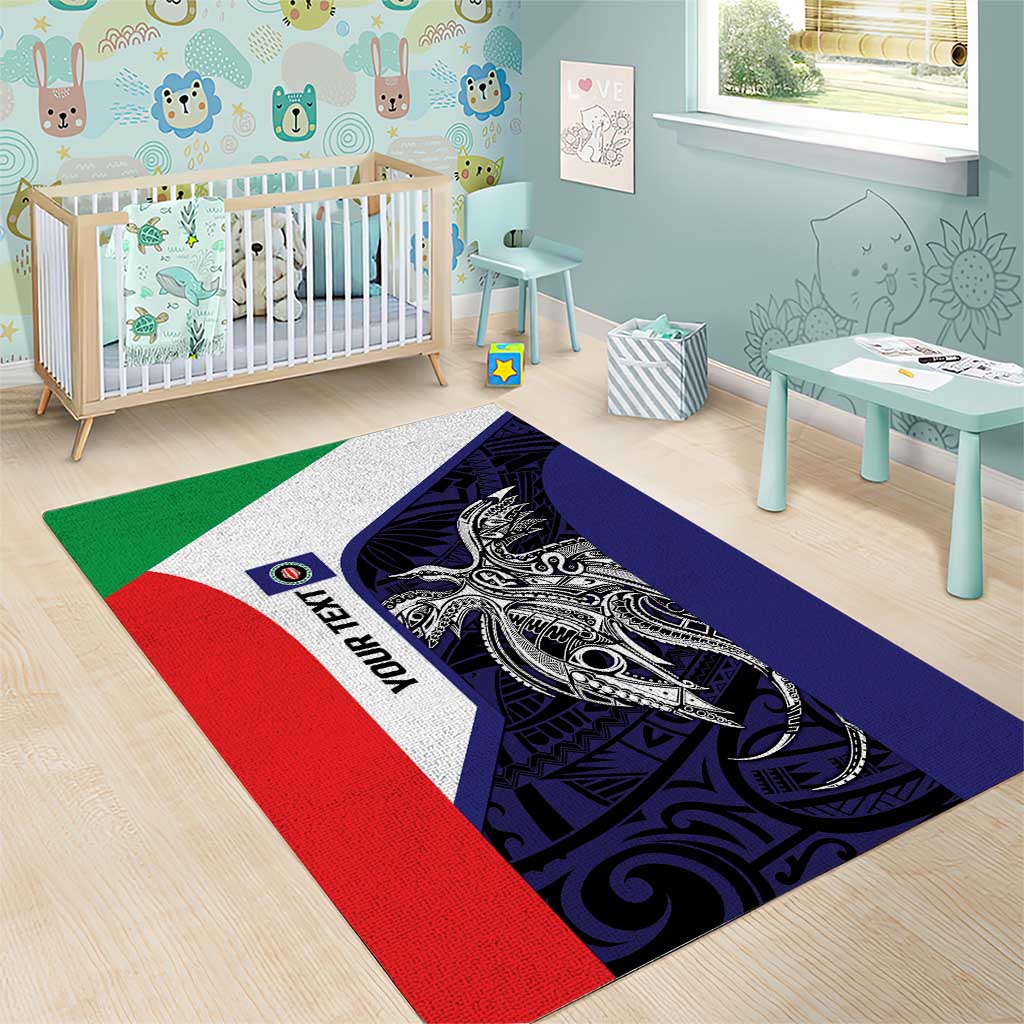 Personalised PNG Bougainville Area Rug Bird of Paradise Tattoo Flag Motif - Polynesian Pride