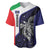 Personalised PNG Bougainville Baseball Jersey Bird of Paradise Tattoo Flag Motif - Polynesian Pride
