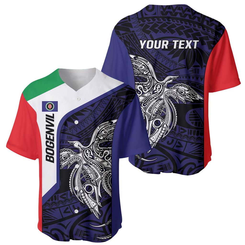 Personalised PNG Bougainville Baseball Jersey Bird of Paradise Tattoo Flag Motif LT9 - Polynesian Pride