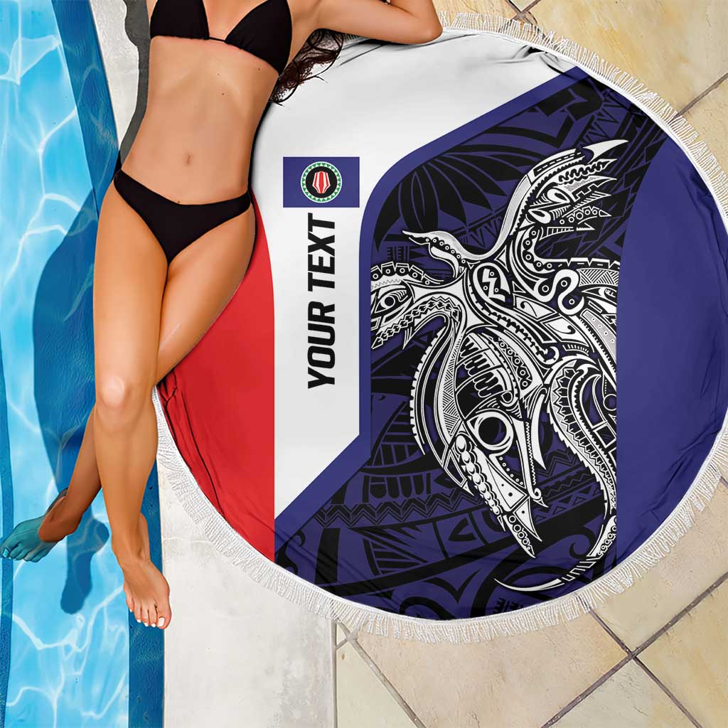 Personalised PNG Bougainville Beach Blanket Bird of Paradise Tattoo Flag Motif - Polynesian Pride