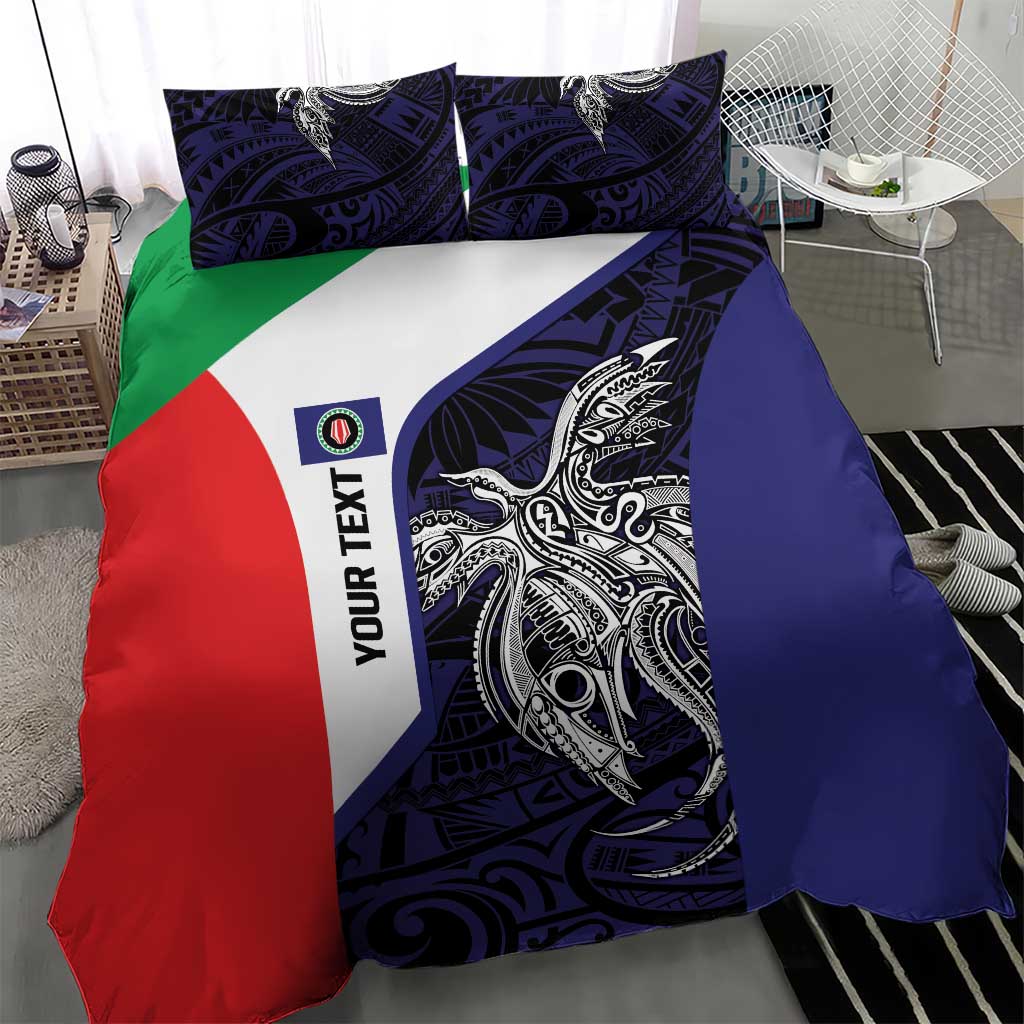 Personalised PNG Bougainville Bedding Set Bird of Paradise Tattoo Flag Motif - Polynesian Pride