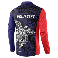 Personalised PNG Bougainville Button Sweatshirt Bird of Paradise Tattoo Flag Motif - Polynesian Pride