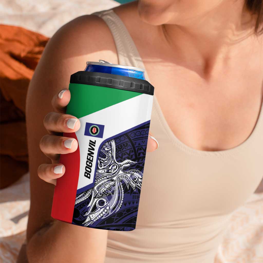 Personalised PNG Bougainville 4 in 1 Can Cooler Tumbler Bird of Paradise Tattoo Flag Motif - Polynesian Pride