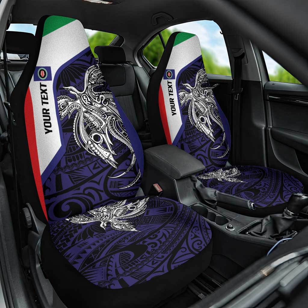 Personalised PNG Bougainville Car Seat Cover Bird of Paradise Tattoo Flag Motif LT9 One Size Blue - Polynesian Pride