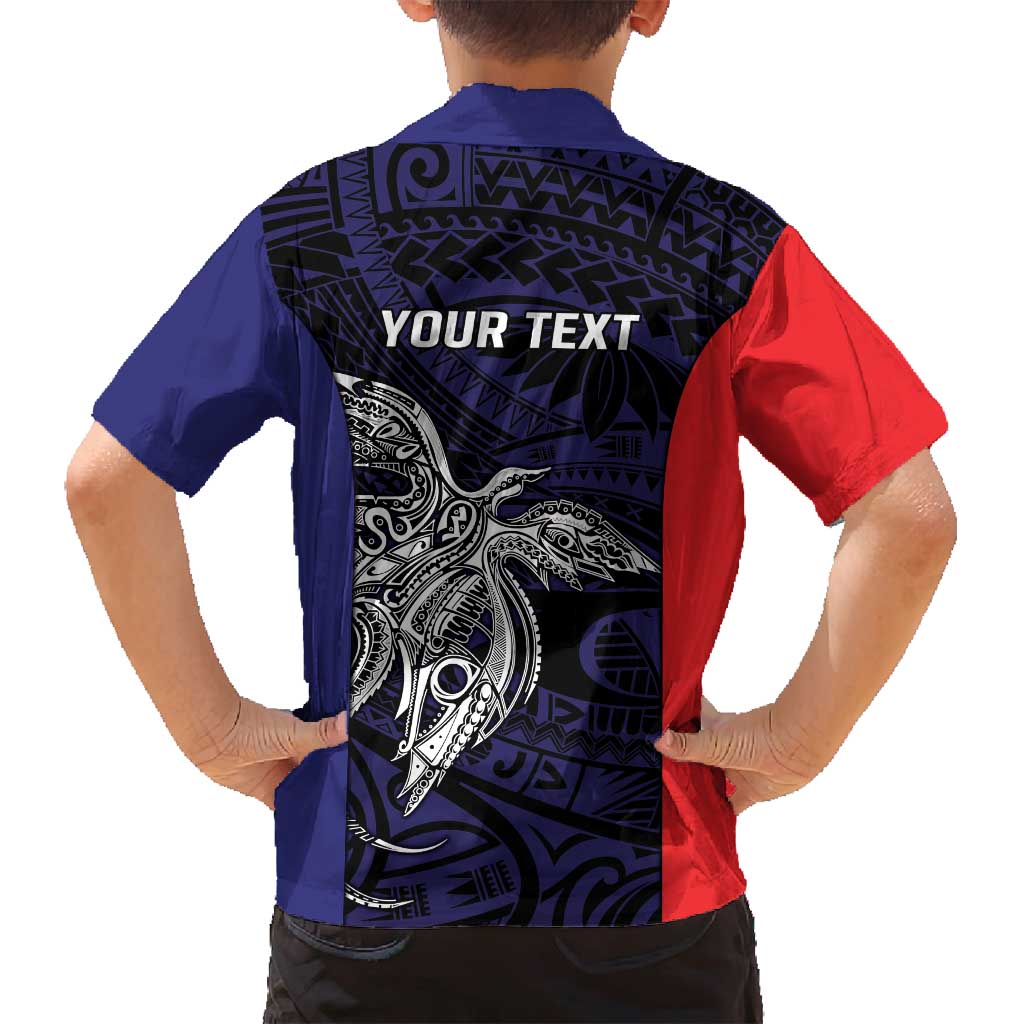 Personalised PNG Bougainville Family Matching Tank Maxi Dress and Hawaiian Shirt Bird of Paradise Tattoo Flag Motif - Polynesian Pride