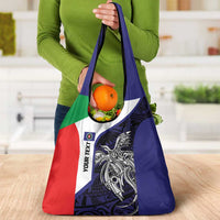 Personalised PNG Bougainville Grocery Bag Bird of Paradise Tattoo Flag Motif - Polynesian Pride