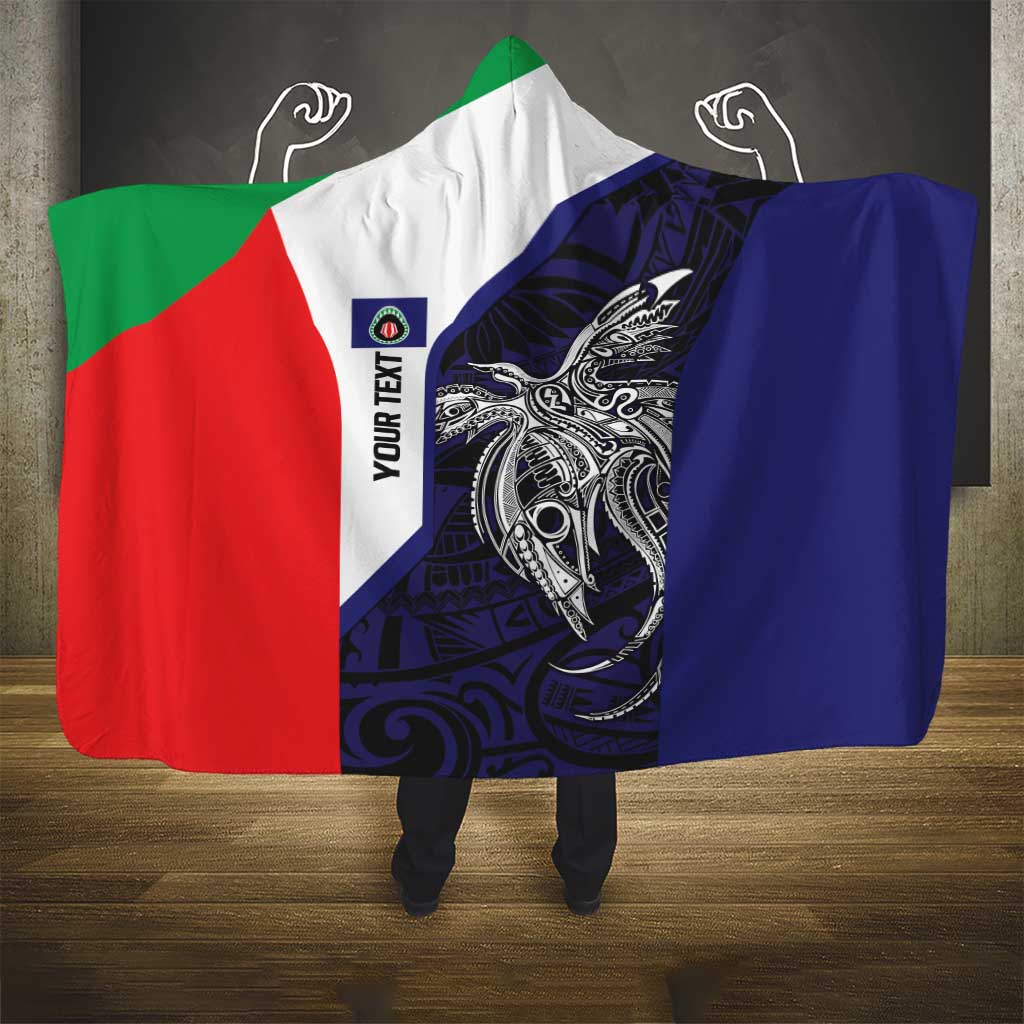 Personalised PNG Bougainville Hooded Blanket Bird of Paradise Tattoo Flag Motif - Polynesian Pride
