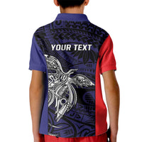 Personalised PNG Bougainville Kid Polo Shirt Bird of Paradise Tattoo Flag Motif - Polynesian Pride