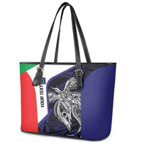 Personalised PNG Bougainville Leather Tote Bag Bird of Paradise Tattoo Flag Motif LT9 - Polynesian Pride