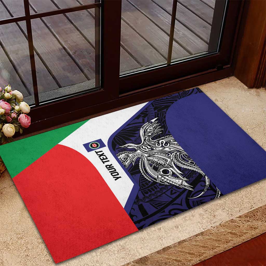 Personalised PNG Bougainville Rubber Doormat Bird of Paradise Tattoo Flag Motif - Polynesian Pride