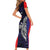 Personalised PNG Bougainville Short Sleeve Bodycon Dress Bird of Paradise Tattoo Flag Motif - Polynesian Pride