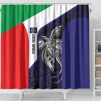 Personalised PNG Bougainville Shower Curtain Bird of Paradise Tattoo Flag Motif - Polynesian Pride