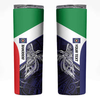 Personalised PNG Bougainville Skinny Tumbler Bird of Paradise Tattoo Flag Motif - Polynesian Pride