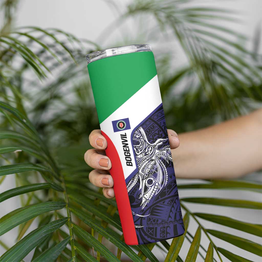 Personalised PNG Bougainville Skinny Tumbler Bird of Paradise Tattoo Flag Motif - Polynesian Pride