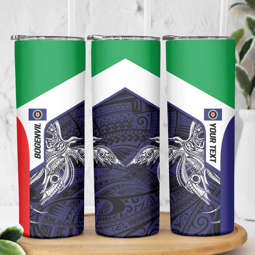 Personalised PNG Bougainville Skinny Tumbler Bird of Paradise Tattoo Flag Motif - Polynesian Pride