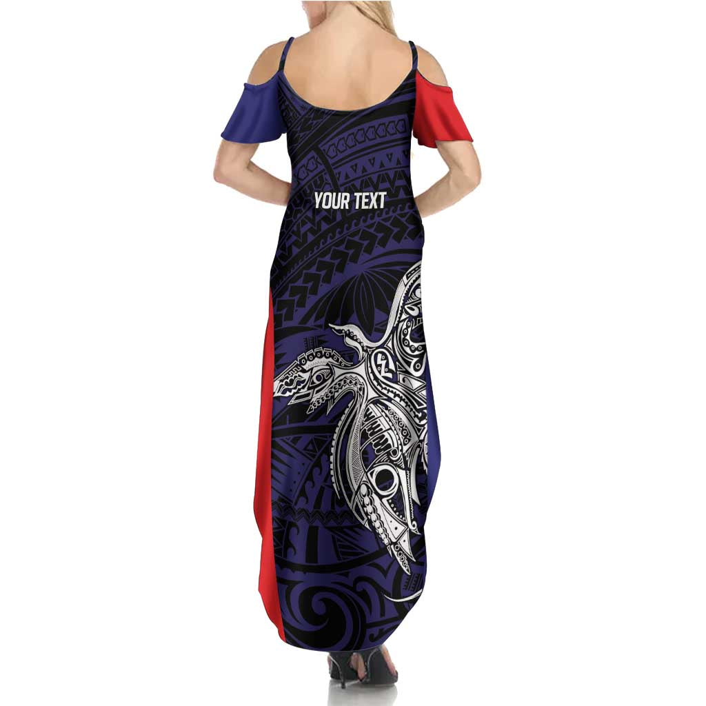 Personalised PNG Bougainville Summer Maxi Dress Bird of Paradise Tattoo Flag Motif - Polynesian Pride