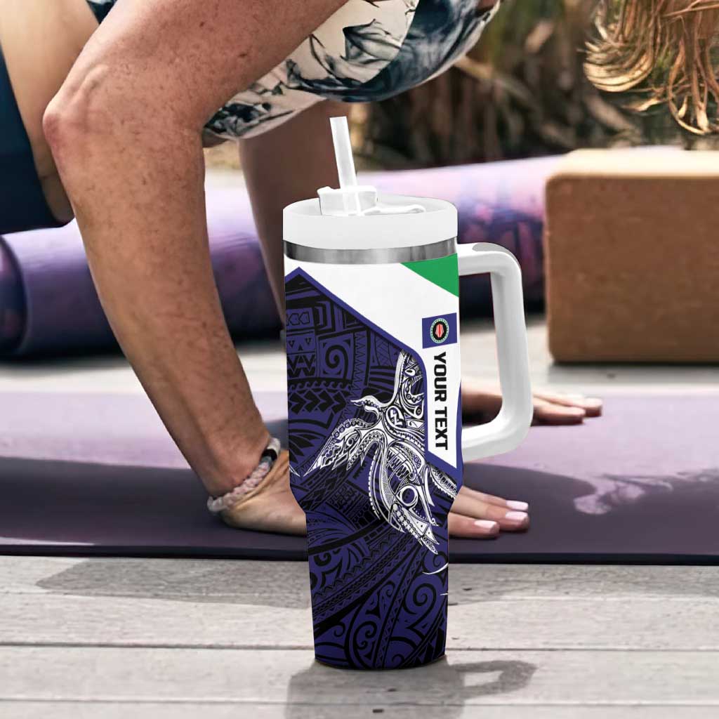 Personalised PNG Bougainville Tumbler With Handle Bird of Paradise Tattoo Flag Motif - Polynesian Pride