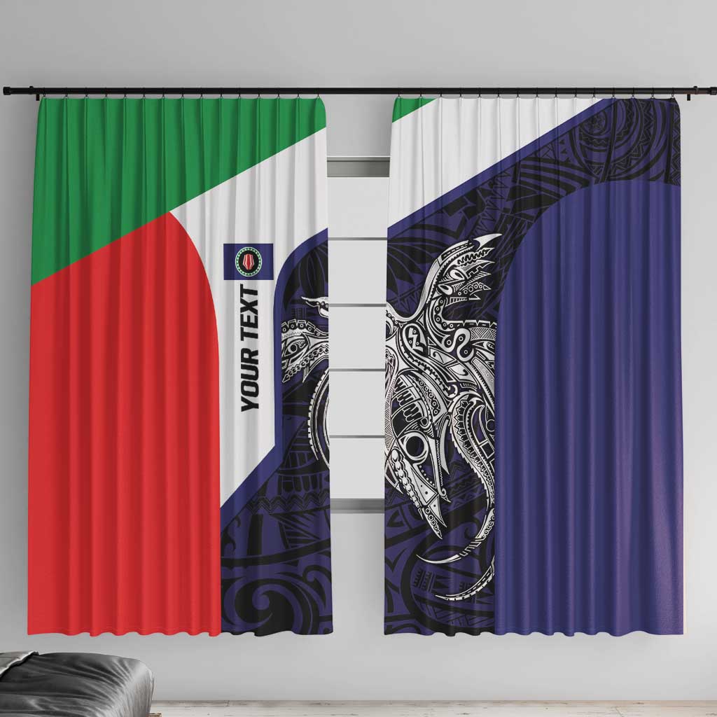 Personalised PNG Bougainville Window Curtain Bird of Paradise Tattoo Flag Motif - Polynesian Pride