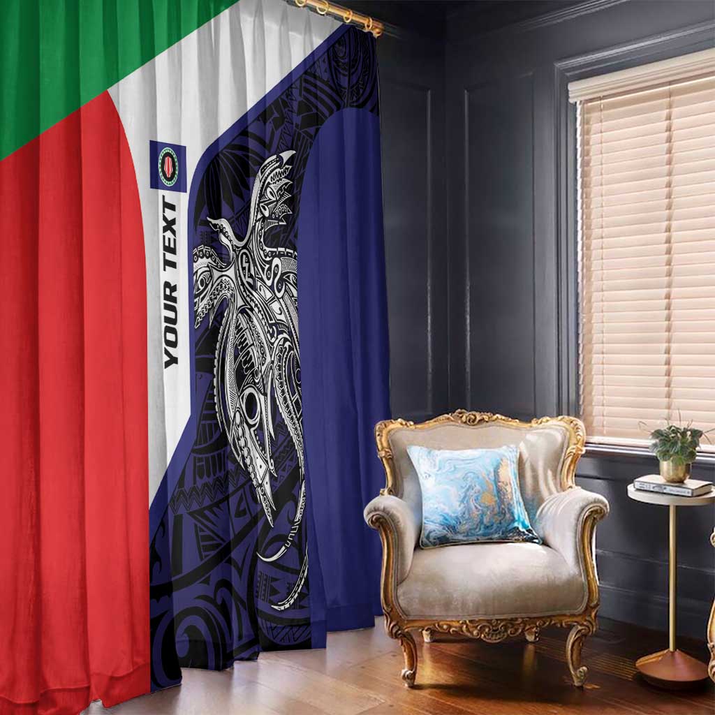 Personalised PNG Bougainville Window Curtain Bird of Paradise Tattoo Flag Motif - Polynesian Pride