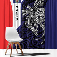 Personalised PNG Bougainville Window Curtain Bird of Paradise Tattoo Flag Motif - Polynesian Pride